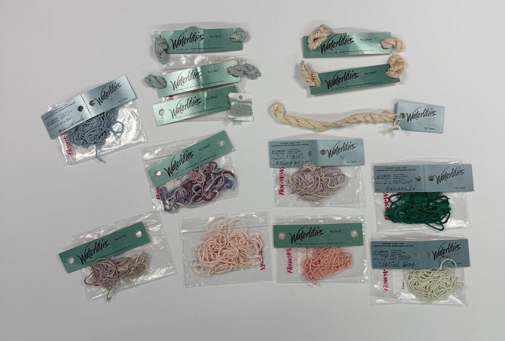 Lot of 12 Caron Waterlilies Hand Dyed 12-Ply Silk Thread Floss Skeins Partial